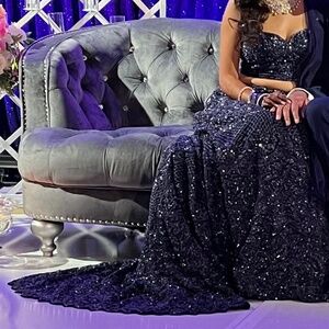 Stunning Blue Designer lehenga with train